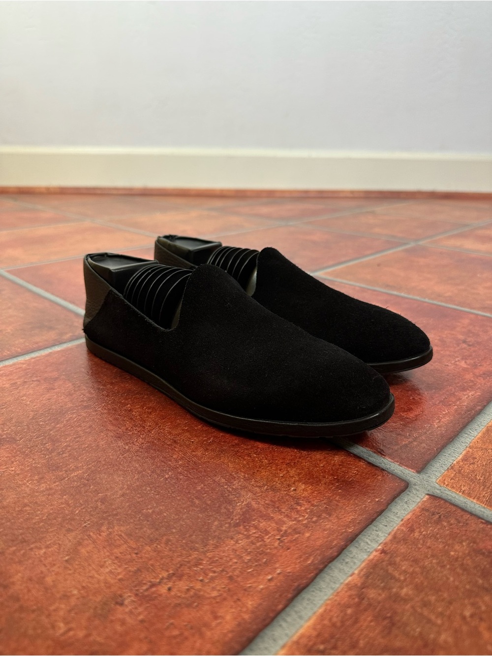 Pedro Garcia Black Suede and Smooth Leather Slip-On Loafers